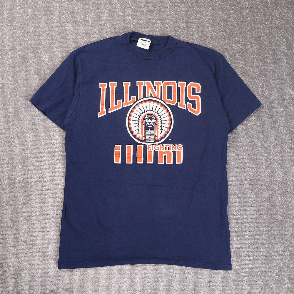 Vintage Starter Illinois Fighting Illini Large Blue Short Sleeve T-Shirt